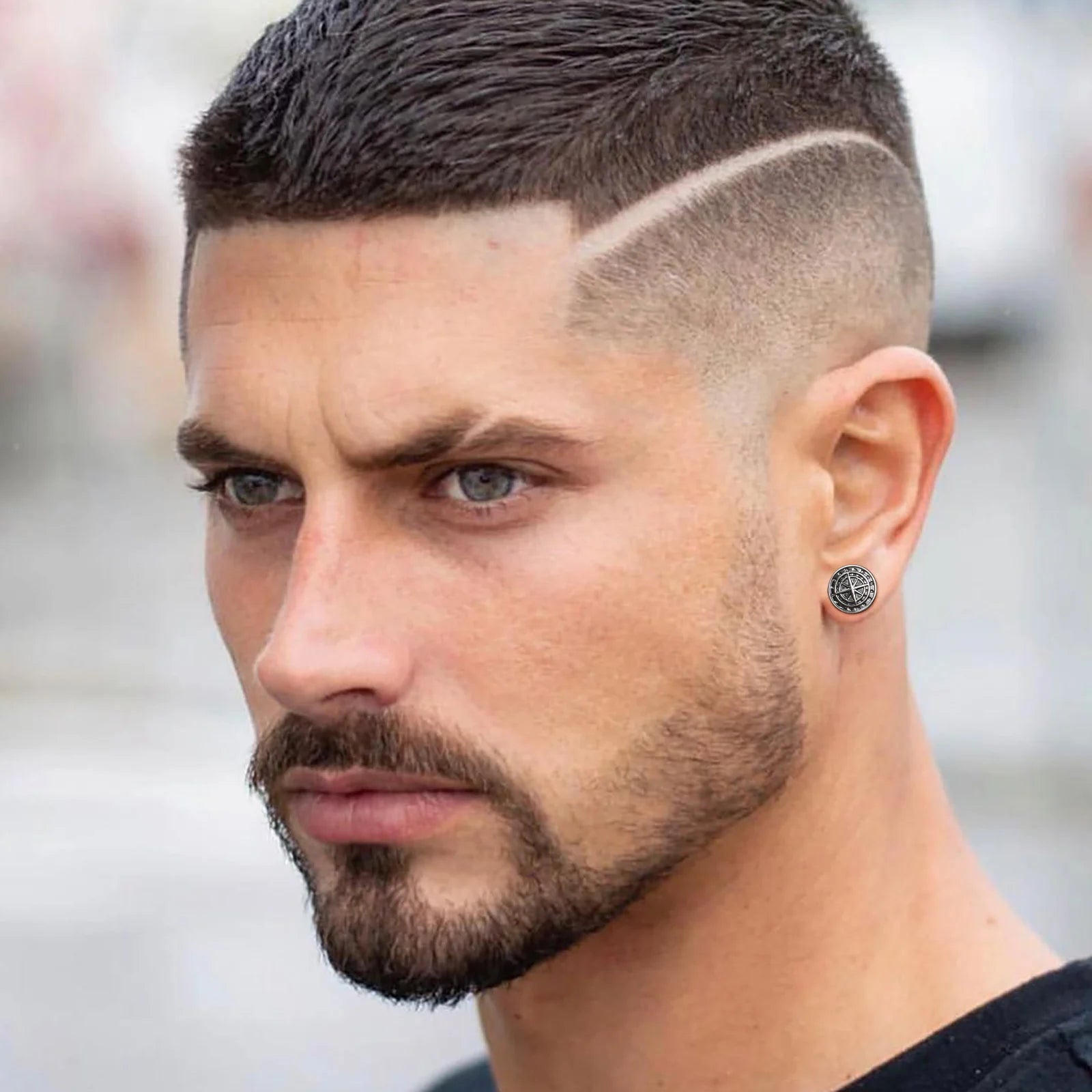 Σκουλαρίκια Ανδρικά Πυξίδα Ρόδα των Ανέμων γκρι