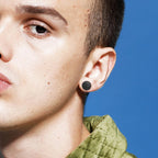 Σκουλαρίκια Ανδρικά Πυξίδα Ρόδα των Ανέμων μαύρα