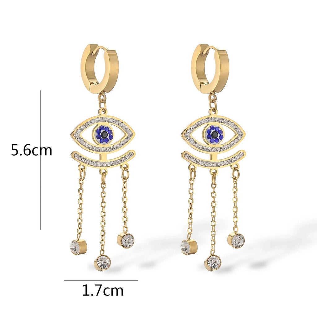 Μακριά Σκουλαρίκια Κακό Μάτι Μπλε