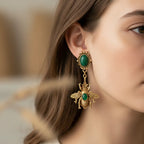 Κρεμαστά σκουλαρίκια μέλισσα πράσινο