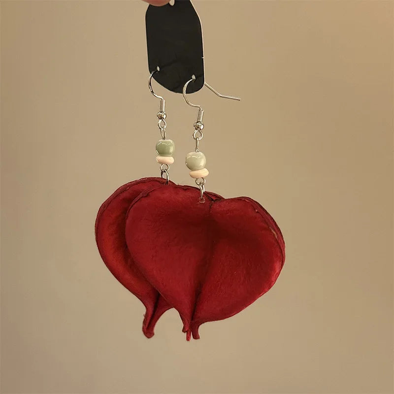 Κρεμαστά Σκουλαρίκια με Πολύχρωμο Φύλλο κόκκινο