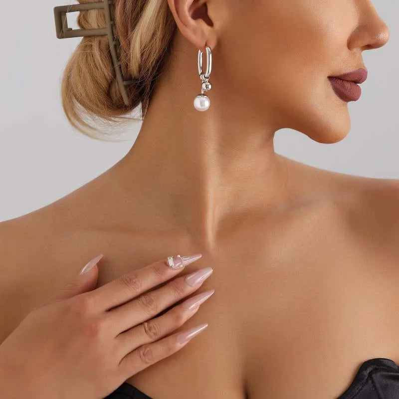 Κρεμαστά Σκουλαρίκια Κρεόλες με Στυλ και Μαργαριτάρια