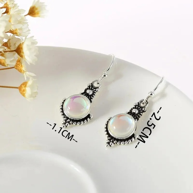 Κρεμαστά Σκουλαρίκια με Λίθο Φεγγαρόπετρας