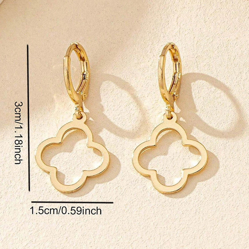 Σκουλαρίκια Κρεμαστά με Τετράφυλλη Τριφύλλι