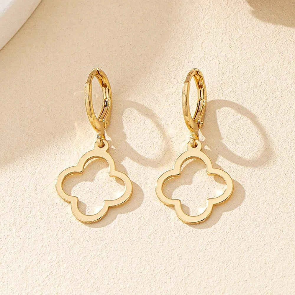 Σκουλαρίκια Κρεμαστά με Τετράφυλλη Τριφύλλι χρυσά