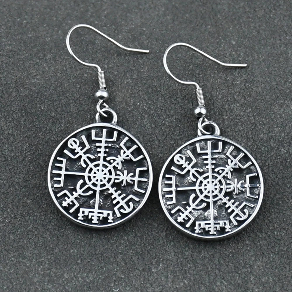 Σκουλαρίκια Κρεμαστά Πυξίδα Vegvisir Βίκινγκ