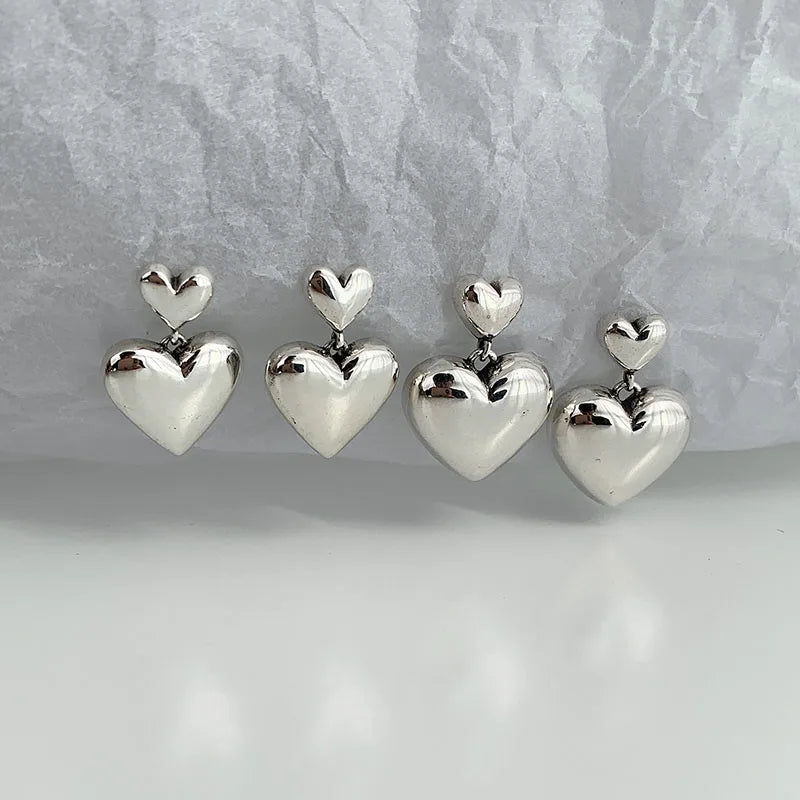 Κρεμαστά Σκουλαρίκια Καρδιά Κουμπωτά Γυναικεία