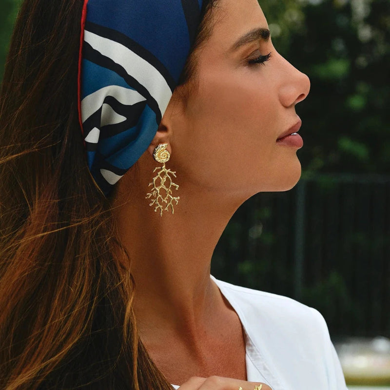 Κρεμαστά Σκουλαρίκια Κοχύλι και Κοράλλι