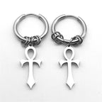 Κρεμαστά Σκουλαρίκια Σταυρός Ανκ για Άνδρες ή Γυναίκες ασημί