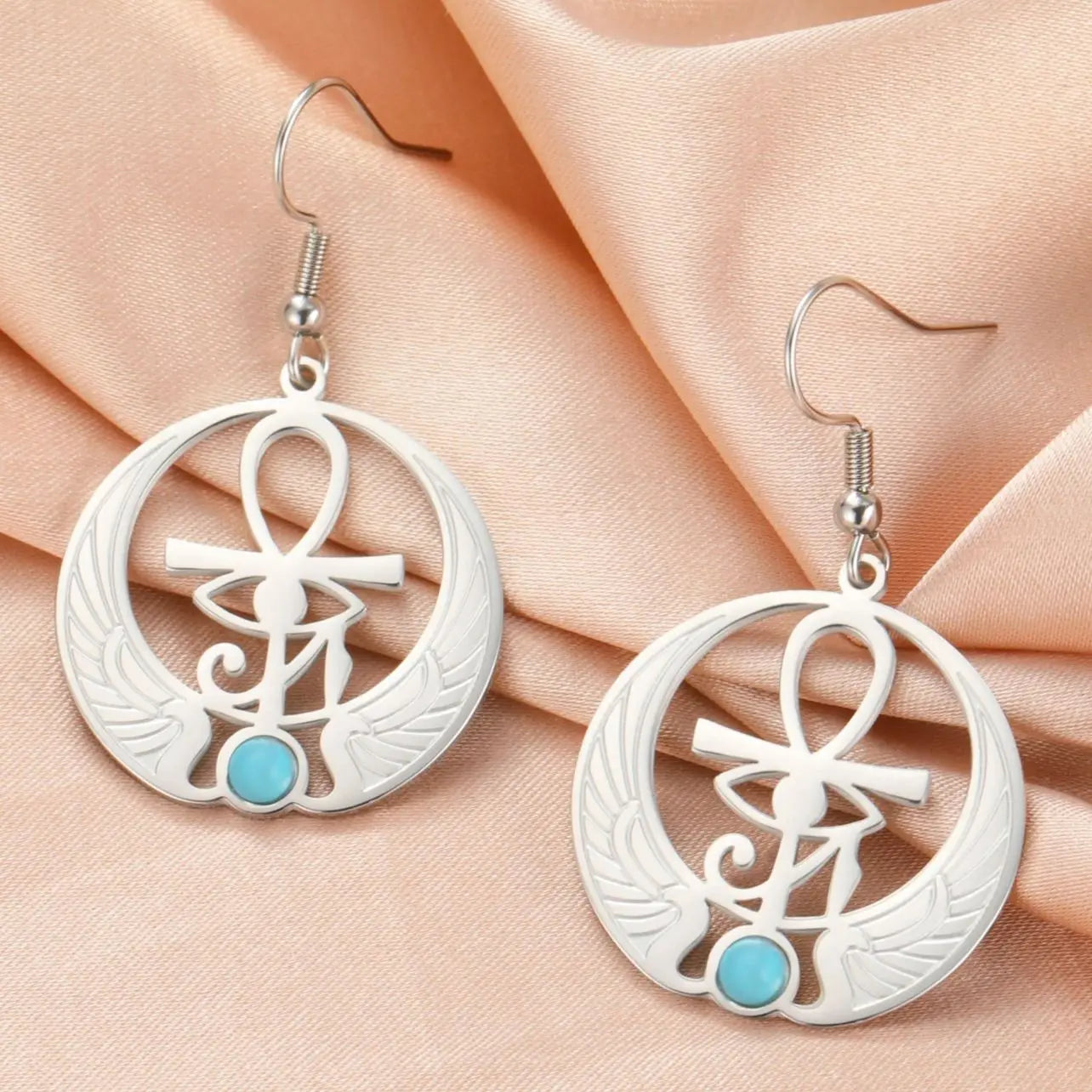 Σκουλαρίκια Κρεμαστά Αίγυπτος Μάτι του Ώρου Ουτζάτ ασήμι