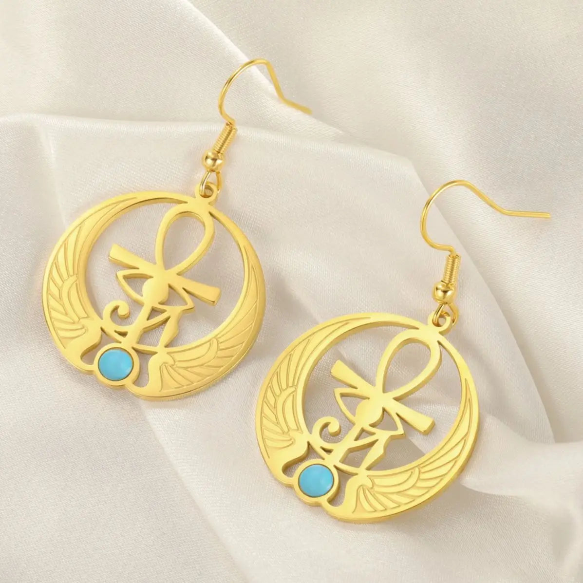 Σκουλαρίκια Κρεμαστά Αίγυπτος Μάτι του Ώρου Ουτζάτ χρυσό