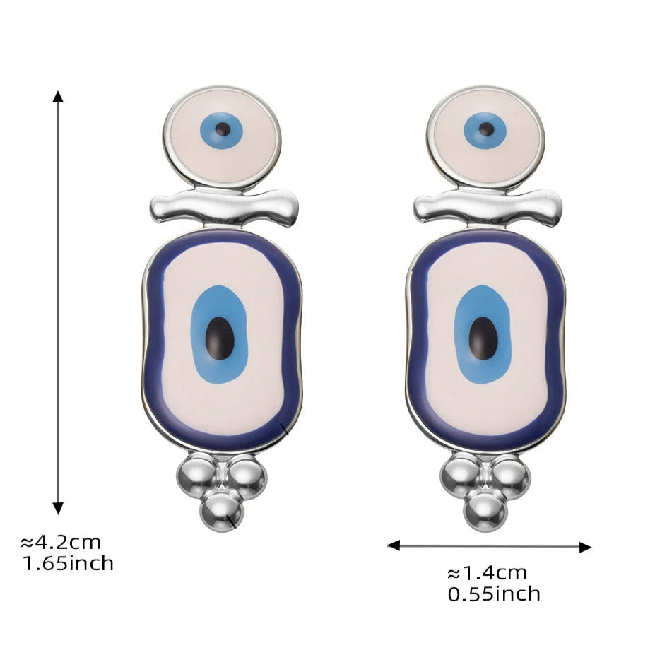 Εθνικά Κρεμαστά Σκουλαρίκια με Μπλε Μάτι