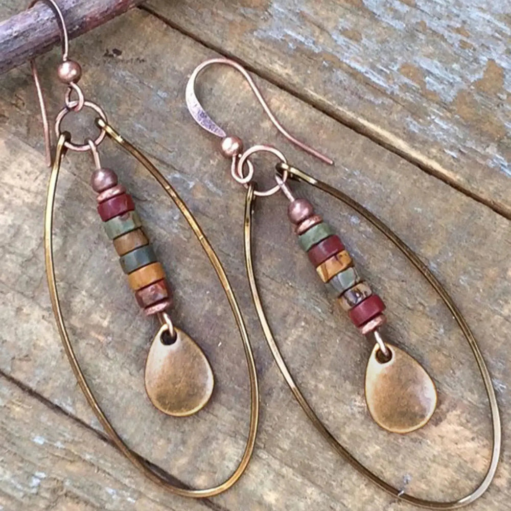 Boucles d'Oreilles Pendantes Ethniques Ovales