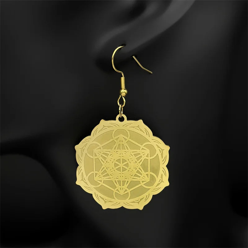 Γυναικεία Κρεμαστά Σκουλαρίκια Κύβος του Μετάτρον χρυσό