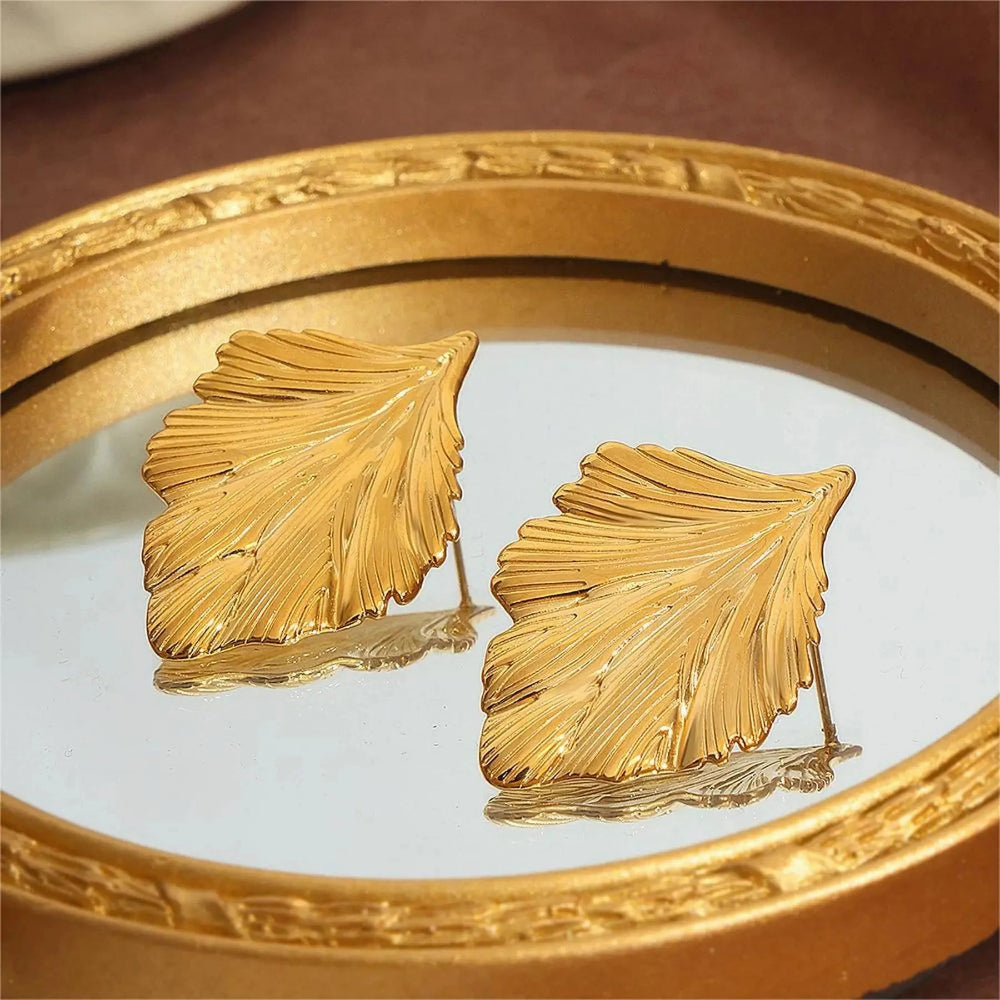 Κρεμαστά Σκουλαρίκια Φύλλα Γυναικεία χρυσά
