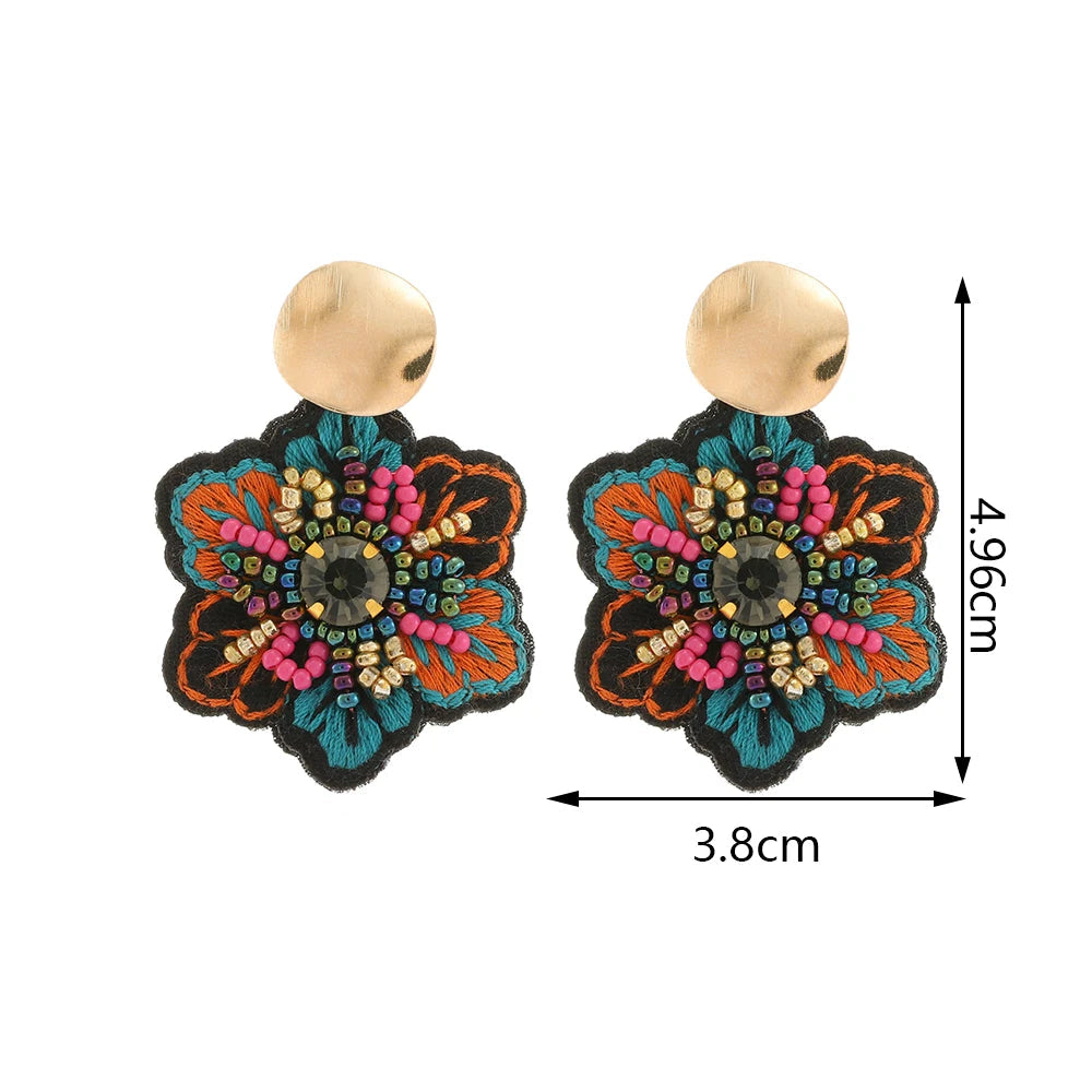 Κρεμαστά Σκουλαρίκια με Πολύχρωμο Λουλούδι