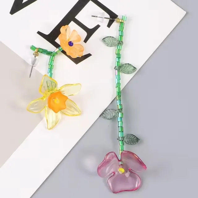 Κρεμαστά Σκουλαρίκια με Σχέδιο Λουλούδι Boho Στυλ