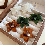 Κρεμαστά Σκουλαρίκια Κρίκοι με Μεγάλα Λουλούδια Καφέ