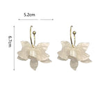 Κρεμαστά Σκουλαρίκια Κρίκοι με Μεγάλα Λουλούδια λευκά