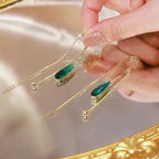 Κρεμαστά Σκουλαρίκια Σταγόνα Νερού με Πράσινο Ζιρκόνιο