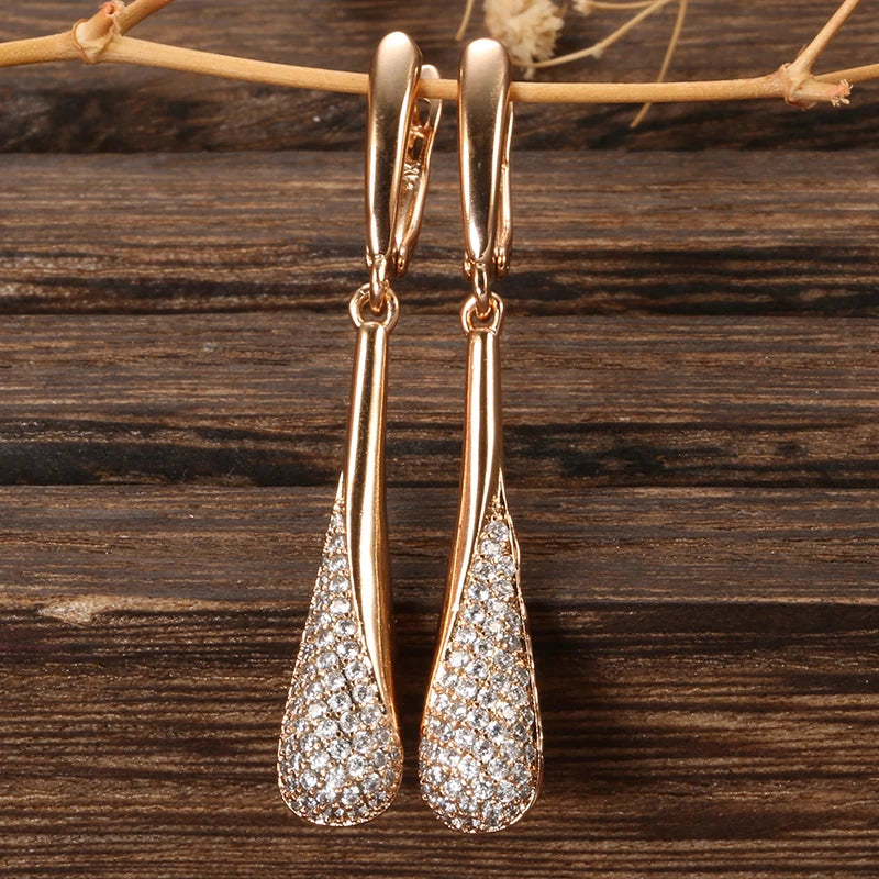 Boucles d'Oreilles Pendantes Goutte d'Eau en Zircon pour Femme
