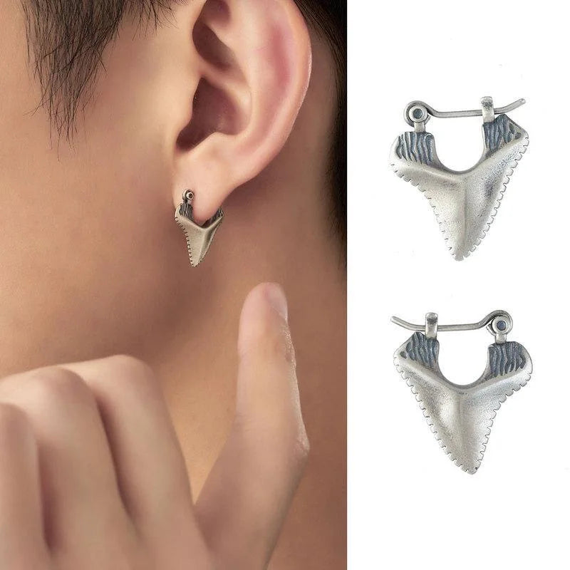 Κρεμαστά Σκουλαρίκια Ενθεμένα με Δόντι Καρχαρία