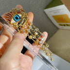 Σκουλαρίκια Κρεμαστά Μάτι Μπλε και Στρας