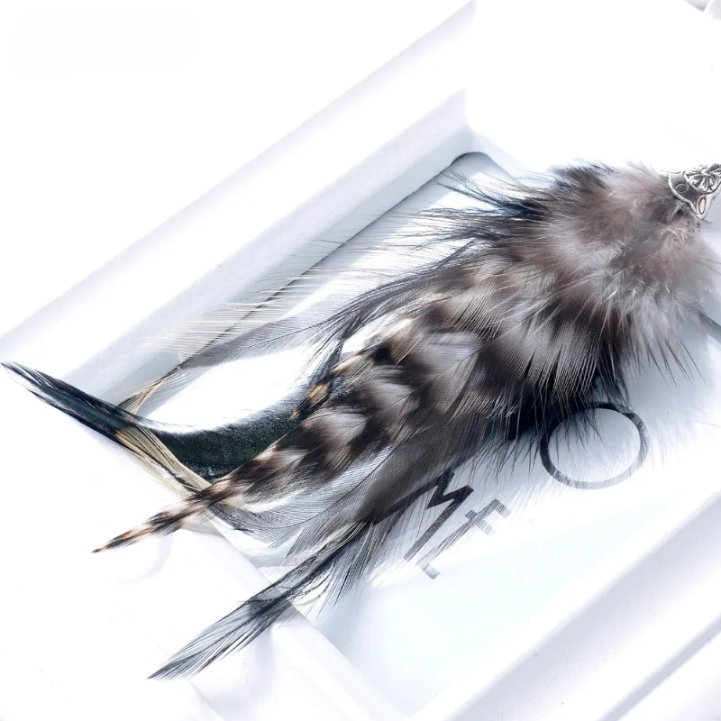 Κρεμαστά Σκουλαρίκια με Φτερά Φασιανού