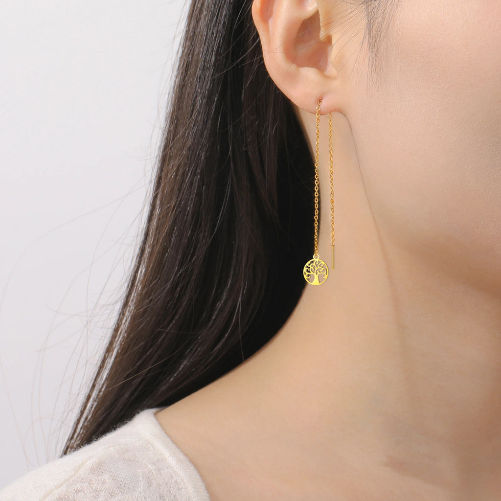 Κρεμαστά Σκουλαρίκια για Γυναίκες Δέντρο της Ζωής χρυσό