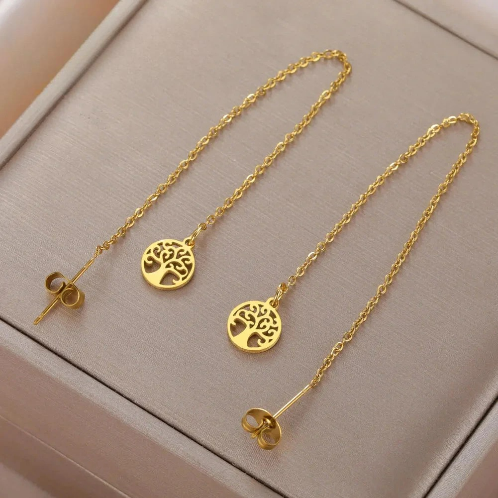 Κρεμαστά Σκουλαρίκια για Γυναίκες Δέντρο της Ζωής χρυσό