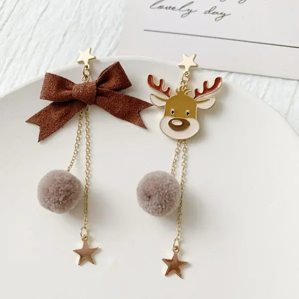 Boucles d'Oreilles Pendantes Renne de Noël