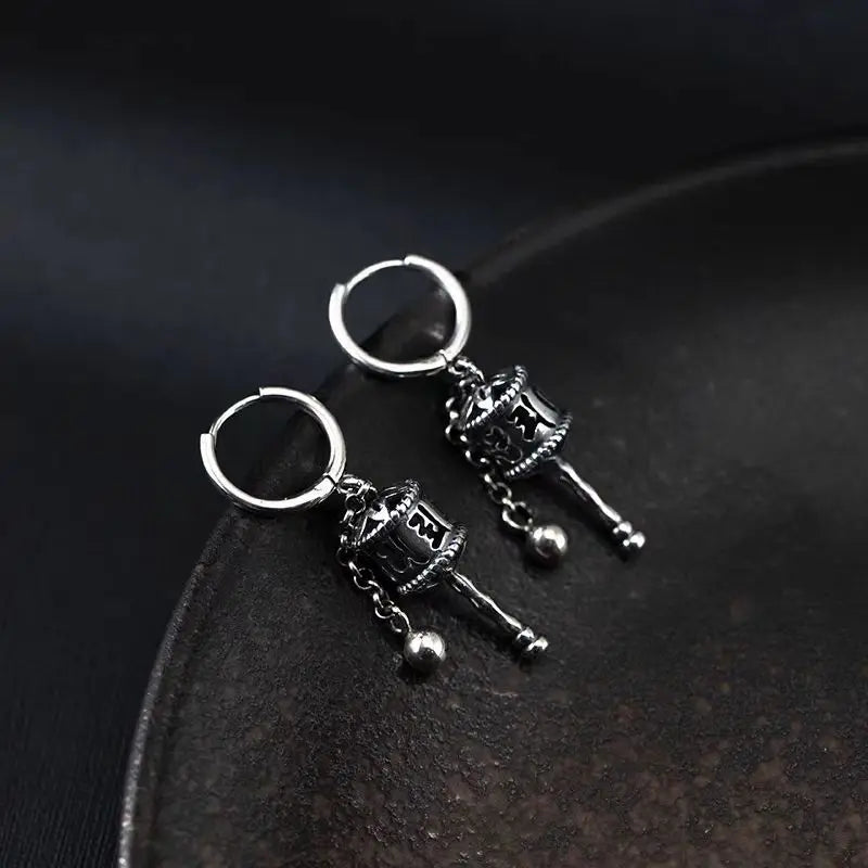 Κρεμαστά Σκουλαρίκια Τροχός Προσευχής Βουδιστικός