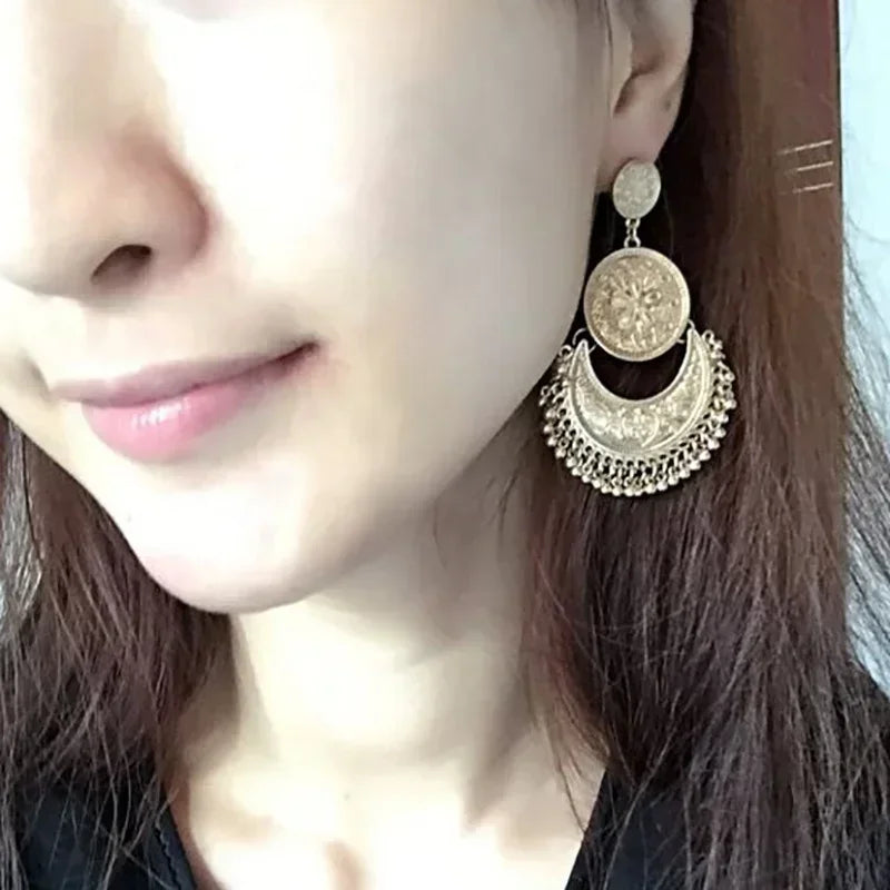 Κρεμαστά Σκουλαρίκια Στυλ Μποέμ Μπαρόκ σε ασημί