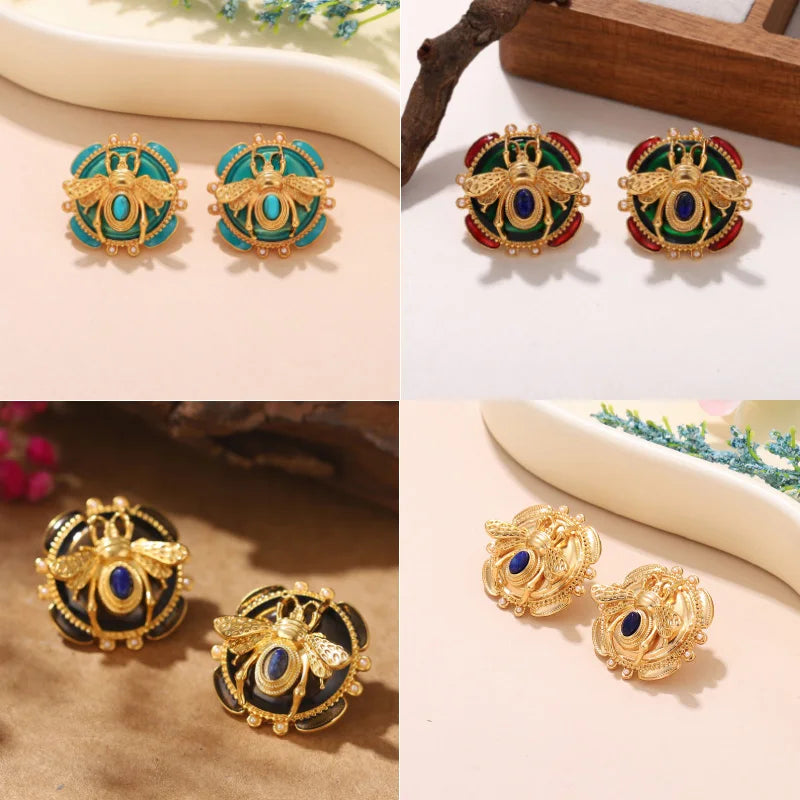 Στρογγυλά σκουλαρίκια μέλισσα