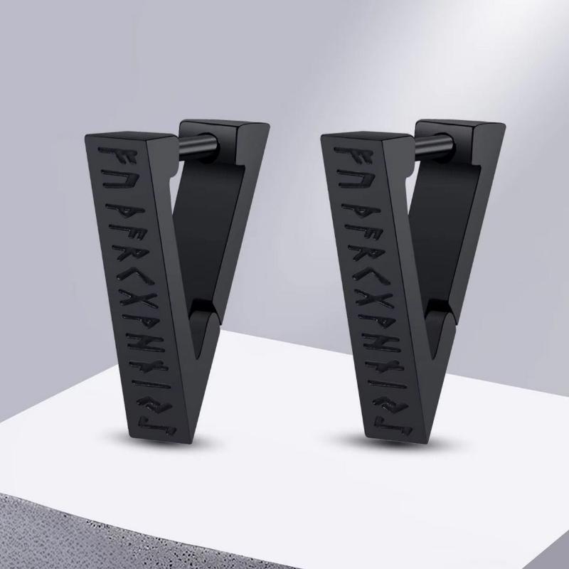 Βίκινγκ Ρουνικές Σκουλαρίκια για Άνδρες και Γυναίκες Βόρειο Μαύρο