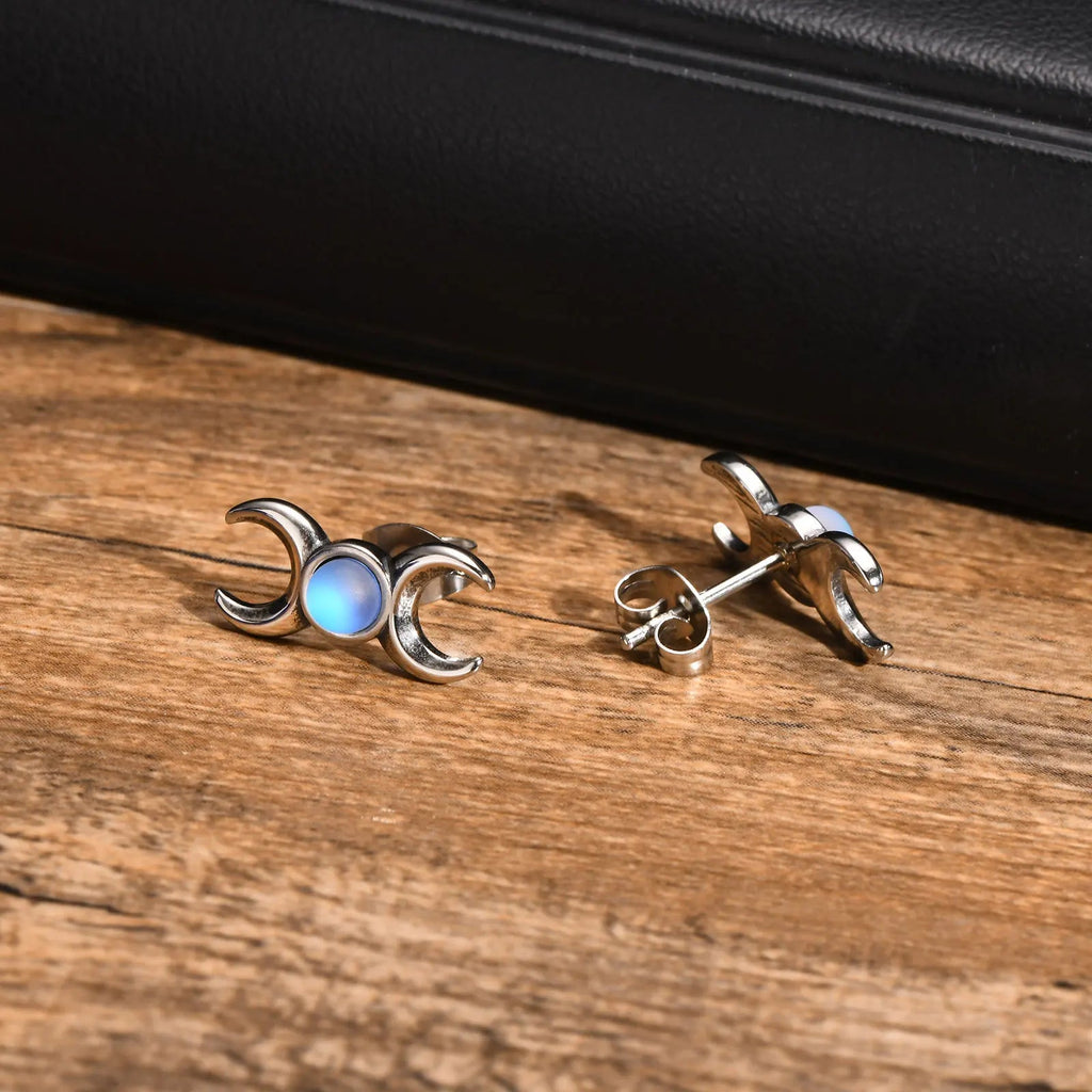 Σκουλαρίκια Τριπλή Σελήνη Καρφάκια Μαγεία Wiccan Γυναίκα