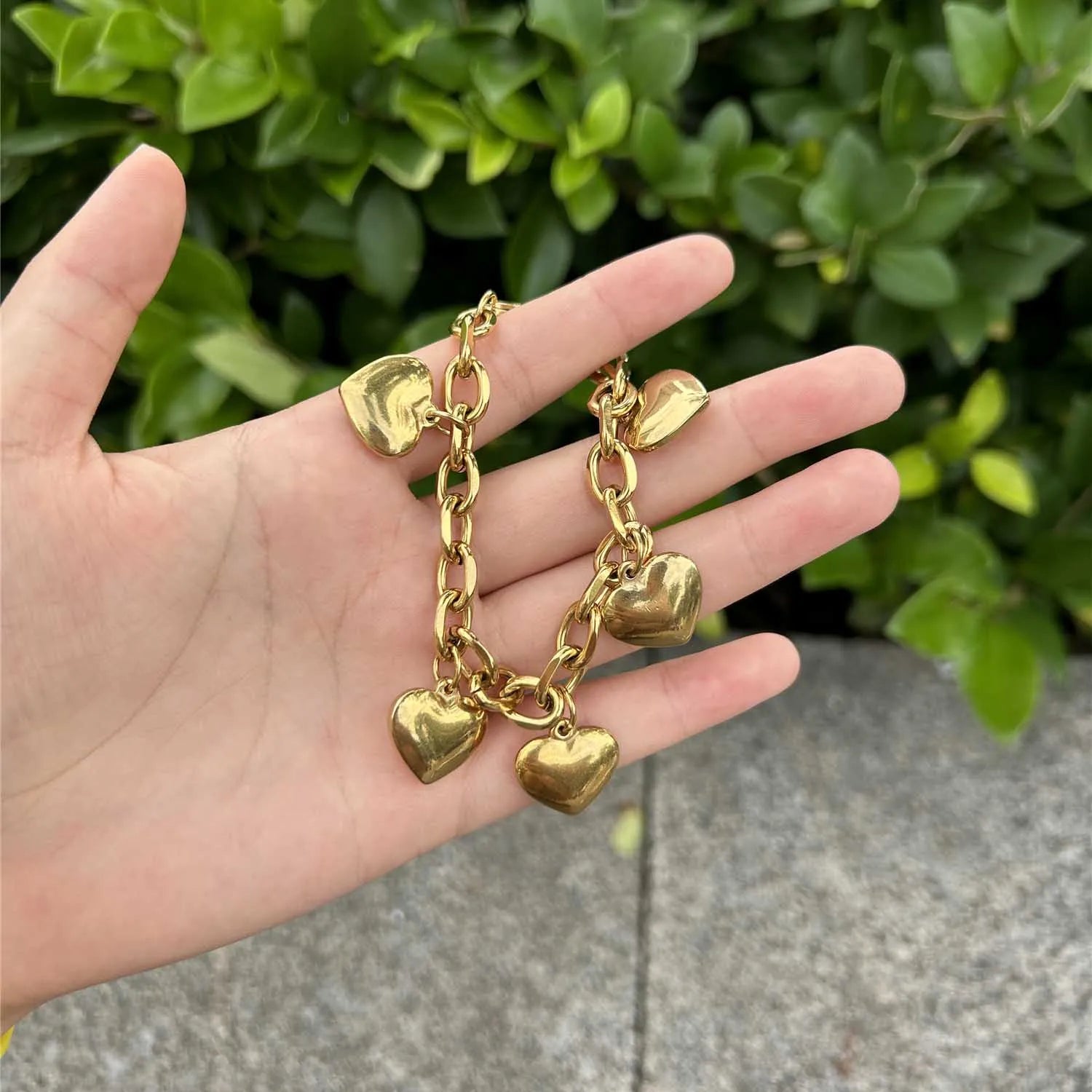 Βραχιόλι 5 Καρδιές Gourmette Γυναικείο χρυσό