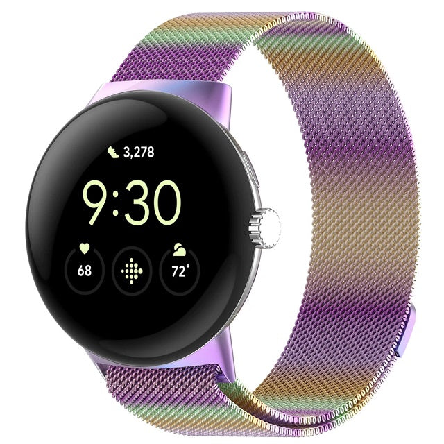 Βραχιόλι Ατσάλινο Μιλάνο με Μαγνήτη Smartwatch Google Pixel Watch 1 & 2 ουράνιο τόξο