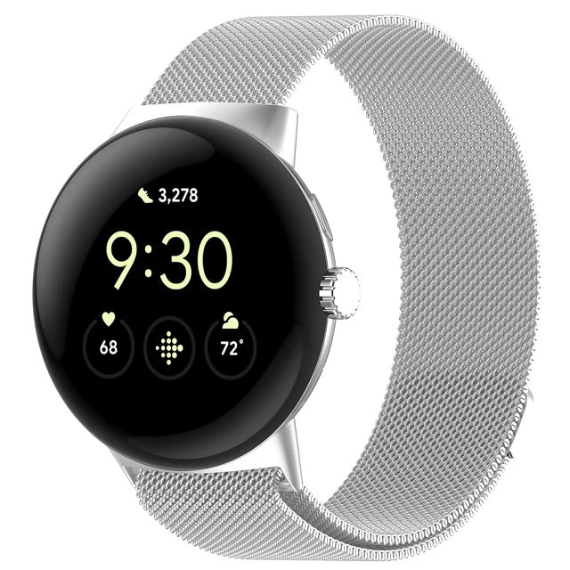 Βραχιόλι Ατσάλινο Μιλάνο με Μαγνήτη Smartwatch Google Pixel Watch 1 & 2  ασημί γκρι
