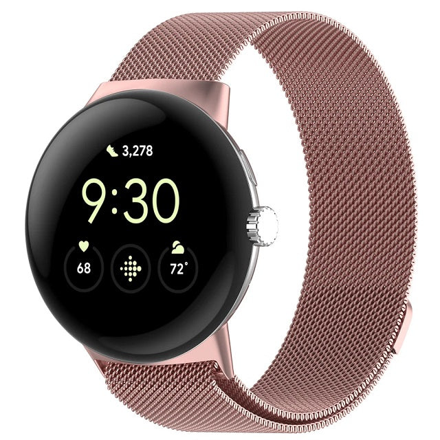 Βραχιόλι Ατσάλινο Μιλάνο με Μαγνήτη Smartwatch Google Pixel Watch 1 & 2  ροζ