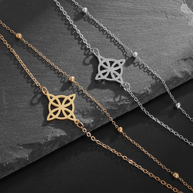 Βραχιόλι Ατσάλι Κόμπος Μάγισσας Γυναικείο Γκουρμέ Προστασία Wiccan ασημί