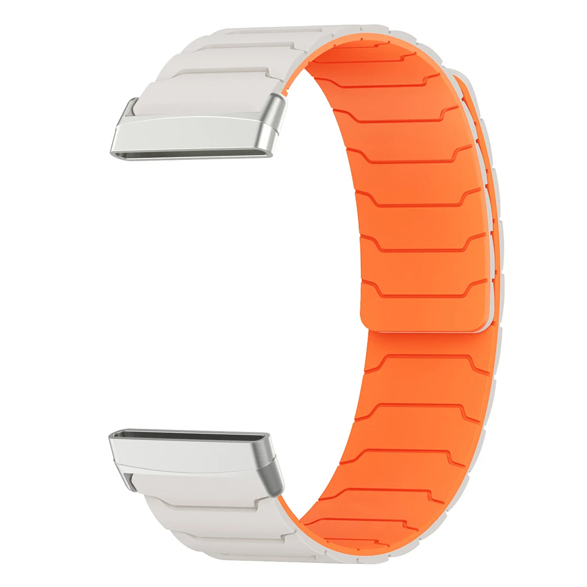 Μαγνητικό βραχιόλι για ρολόι Fitbit Versa 3, Versa 4, Sense 1 και Sense 2 λευκό πορτοκαλί
