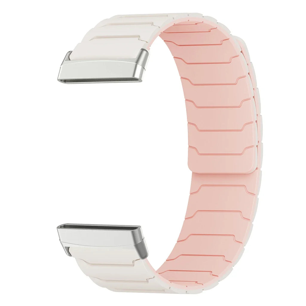 Μαγνητικό βραχιόλι για ρολόι Fitbit Versa 3, Versa 4, Sense 1 και Sense 2 λευκό ροζ