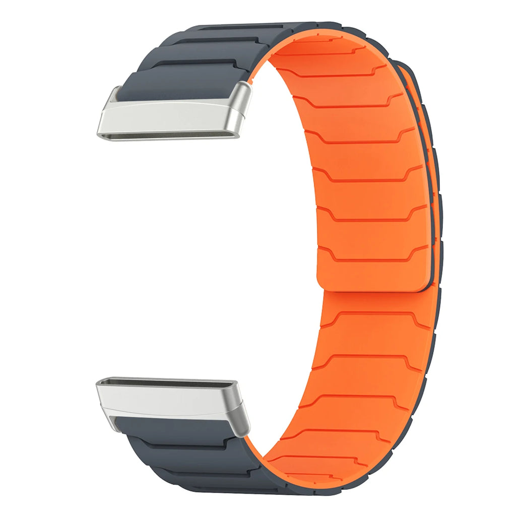 Μαγνητικό βραχιόλι για ρολόι Fitbit Versa 3, Versa 4, Sense 1 και Sense 2 μαύρο πορτοκαλί