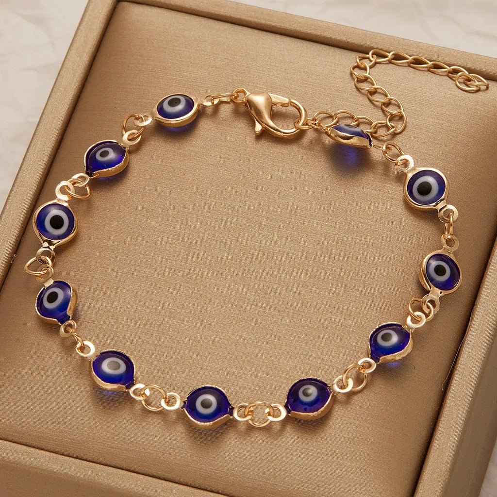 Регулируемый браслет с синим глазом от сглаза тёмно-синим