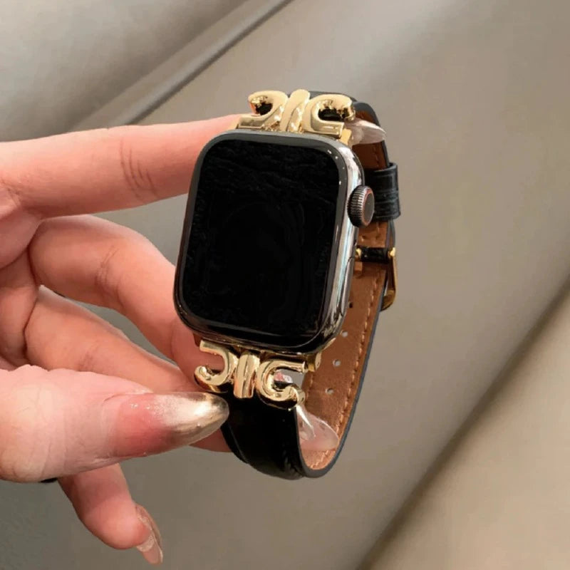 Βραχιόλι Apple Watch από δέρμα για γυναίκες μαύρο