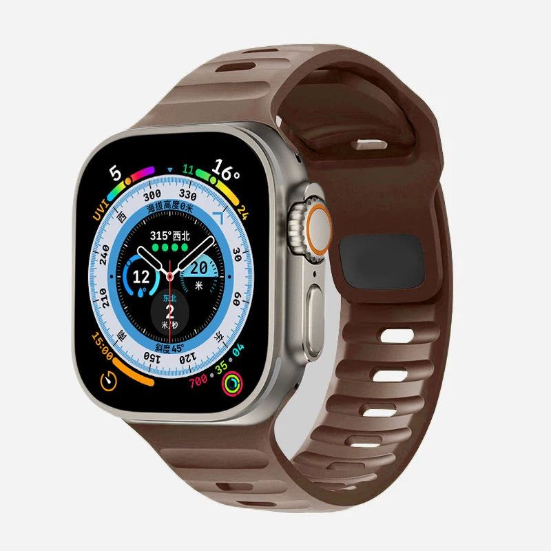 Βραχιόλι Apple Watch από χειρουργικό σιλικόνη καφέ