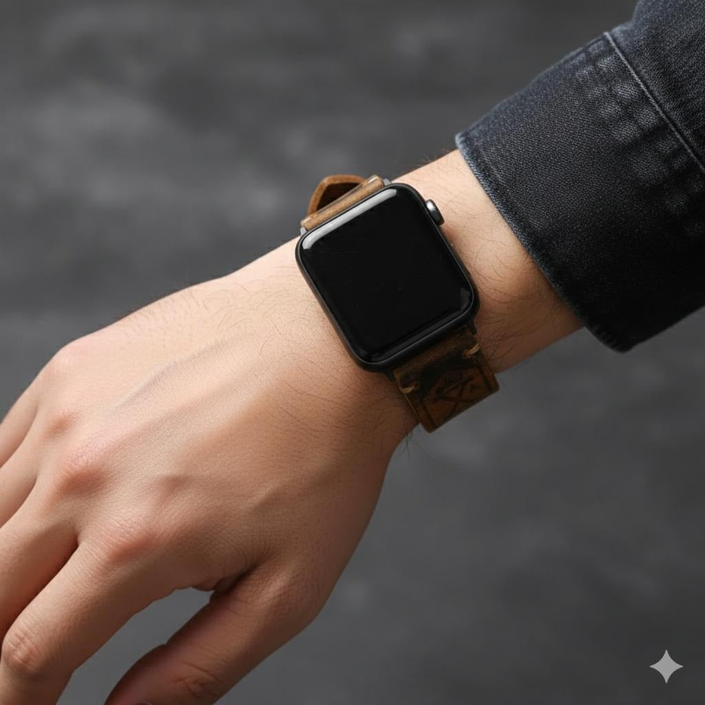 Ανδρικό Δερμάτινο Παχύ Βραχιόλι Apple Watch 