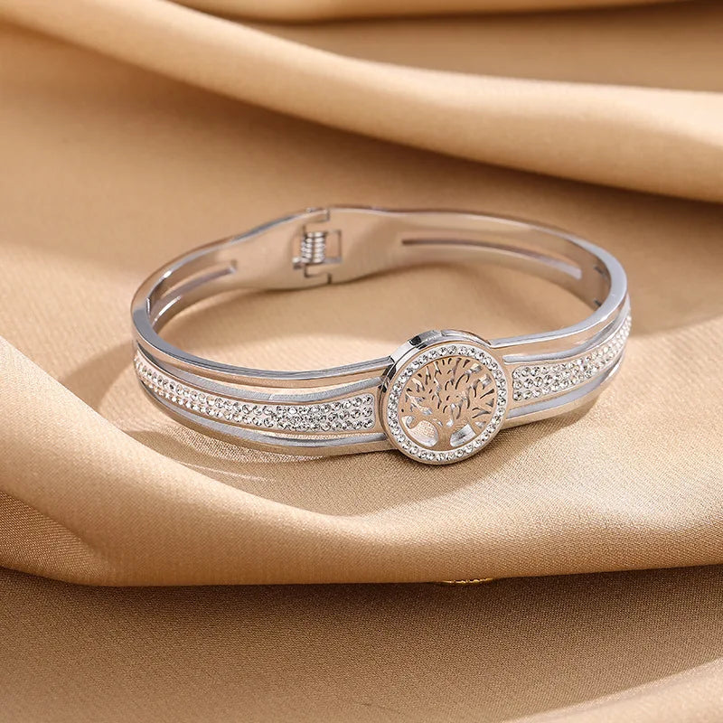 Βραχιόλι με Δέντρο της Ζωής και Ασημένιο Κρύσταλλο