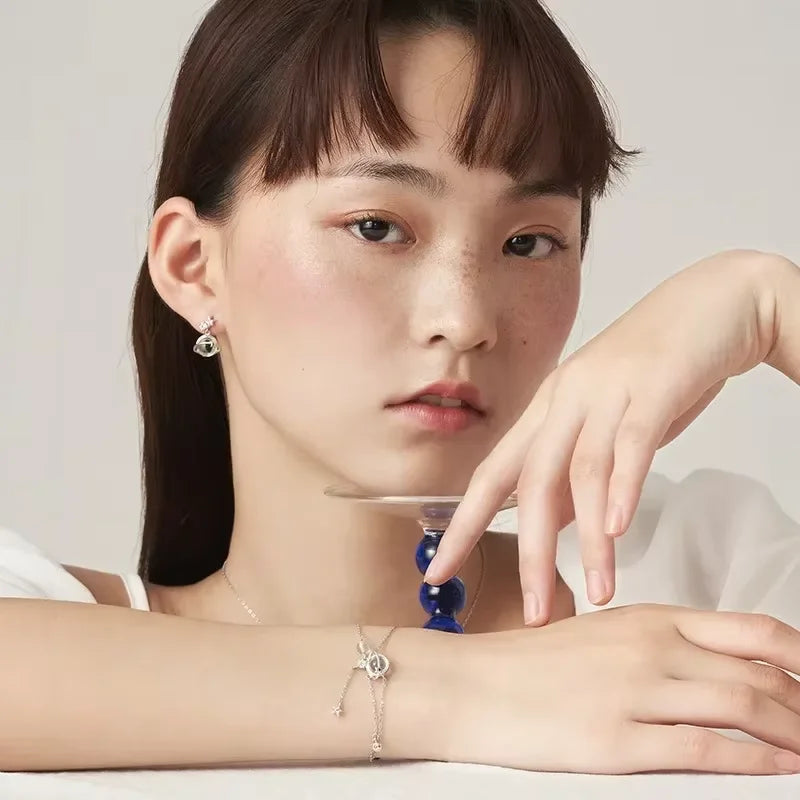 Bracelet avec Cristal Pierre de Lune et Etoiles en Zircon